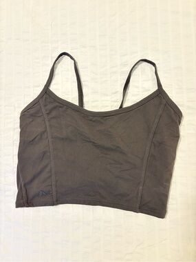 Alphalete Gray Cropped Seam-Detail Sports Bra Tank